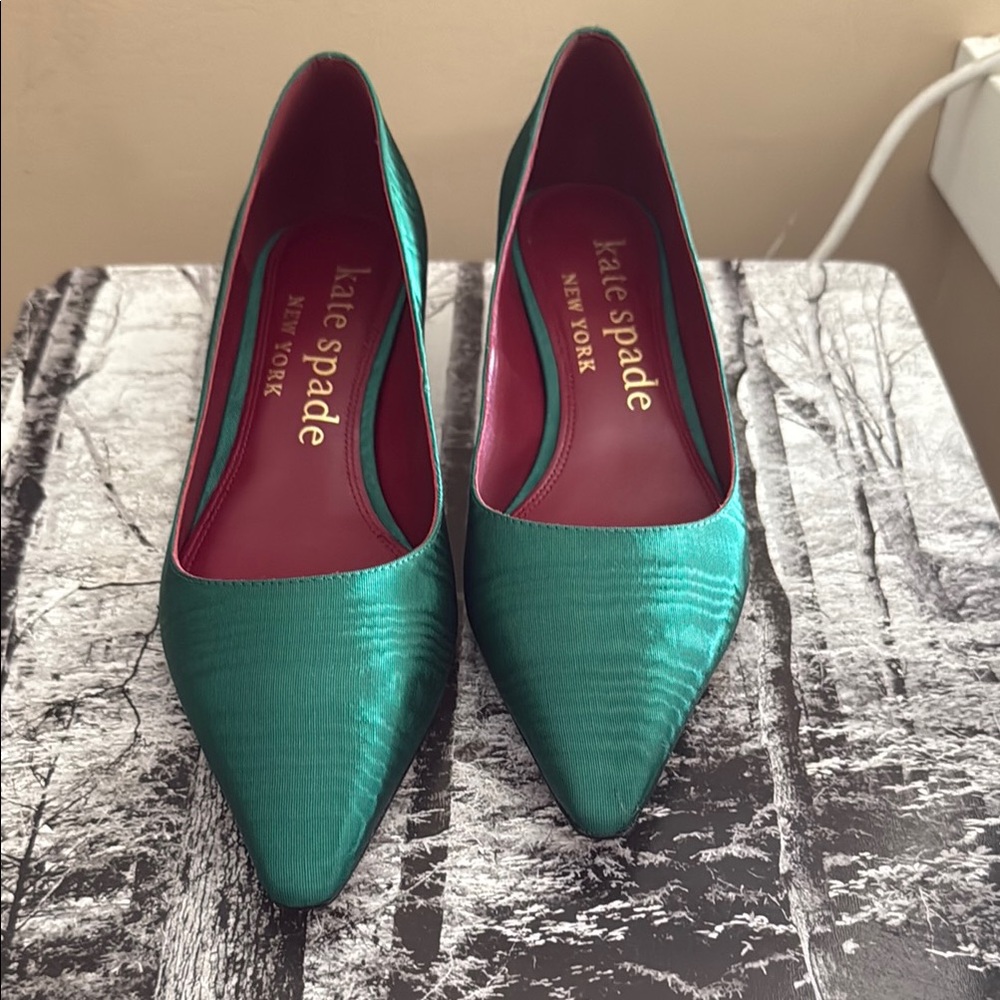 Kate Spade Green Textured Heels